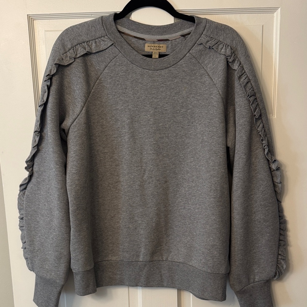 Burberry Gray Sweatshirt with ruffle detail
